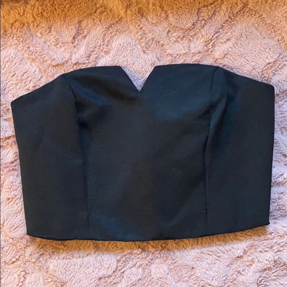 Top shop black crop top, zip back. NWT.